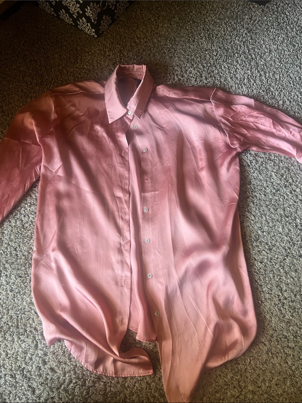 Zara Men's Dusty Rose Long-Sleeve Button-Up Shirt